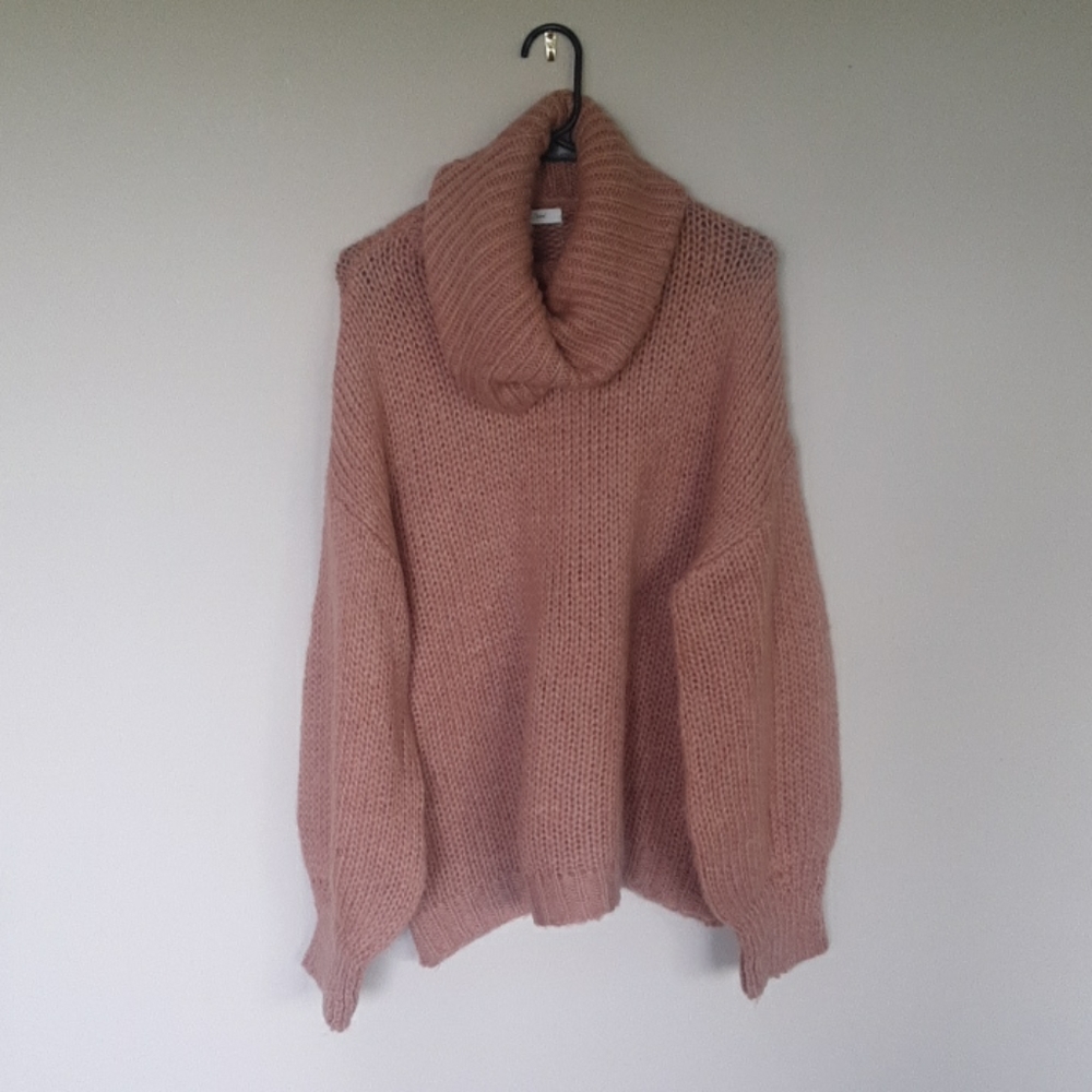 Pink Knitted Turtleneck Sweater